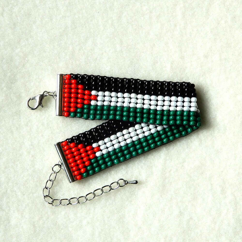 Palestine Palestinian flag bead bracelet, handmade, adjustable, 30% to charity